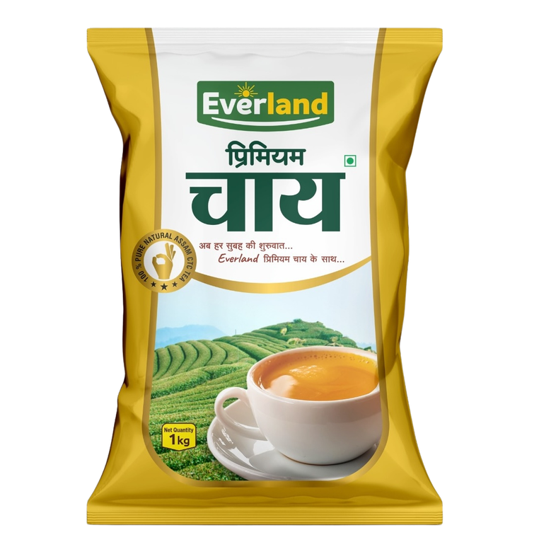 Everland Premium Tea 1kg Poly Pack with Fresh Milk Tea Cup