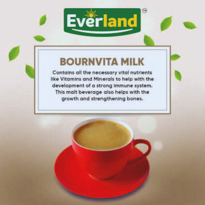 Bournvita Milk - Contains vital nutrients like Vitamins and Minerals to help with development of a strong immune system and bones.