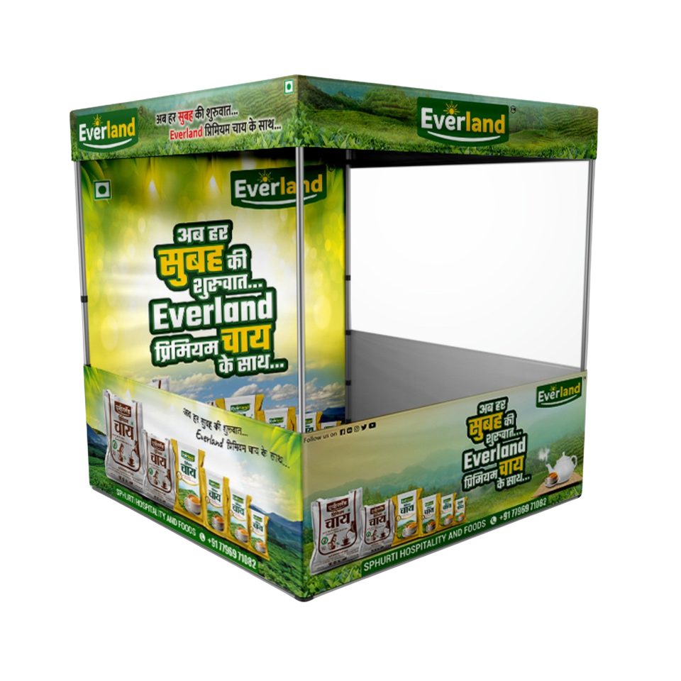 Everland Premium Tea Branded Kiosk and Canopy Stall Mockup